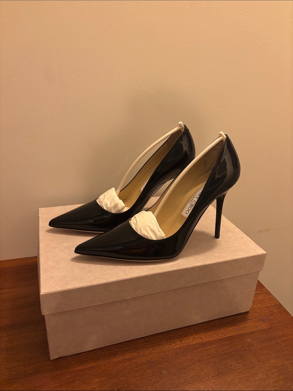 Jimmy Choo Black Patent Leather Pointed Stiletto Pumps